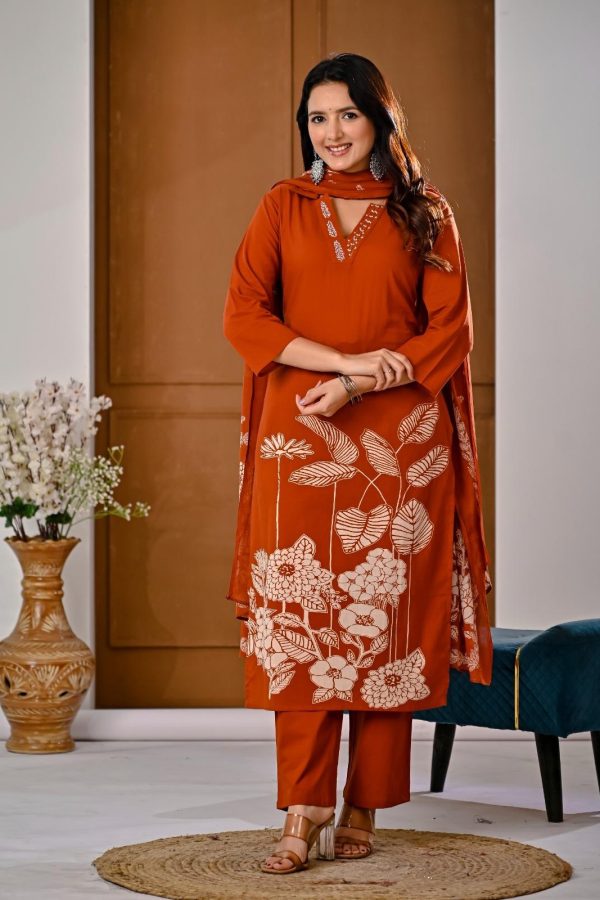 Rust Floral Cotton suite