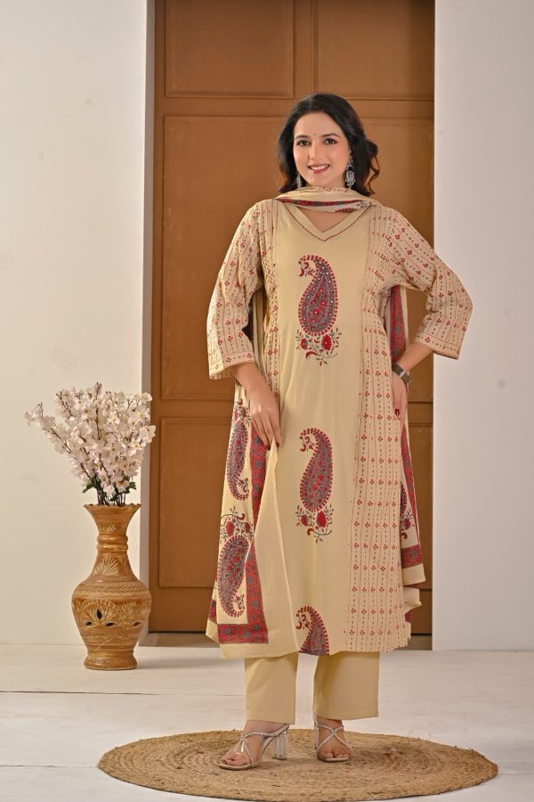 Beige cotton  3 Piece Set