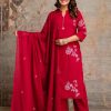 Red Embroidered Three-Piece Set