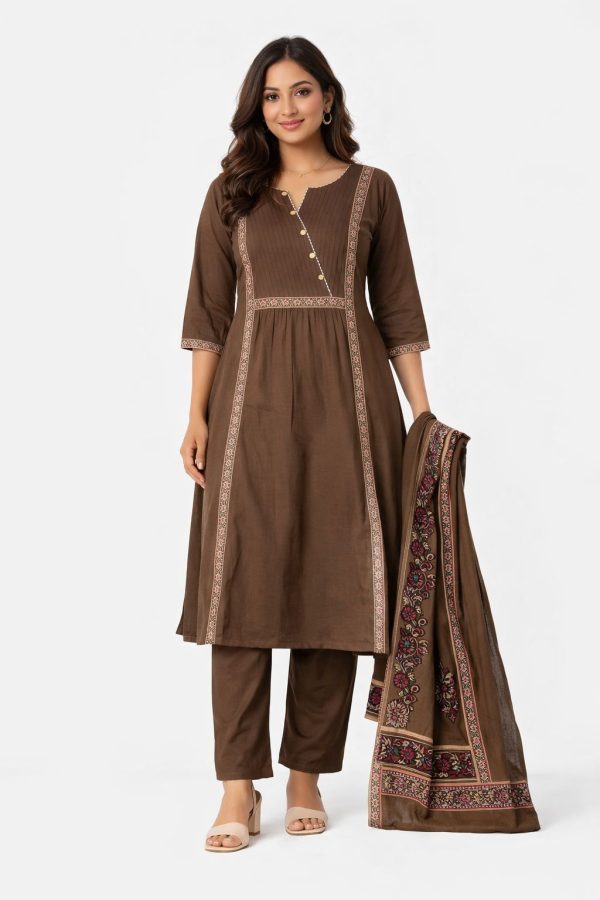 🌸 Chocolate Brown Cotton 3 Piece Set 🌸